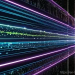 시계열 예측에서의 최신 알고리즘 - **Memory (LSTMs/GRUs):** Visualize data streams flowing through elongated, glowing channels, suggest...